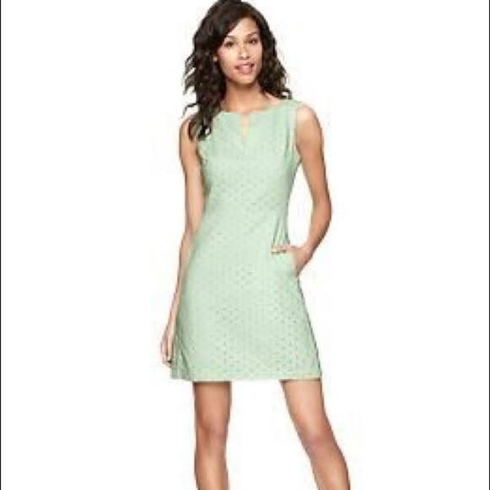 Gap Light Green Sleeveless Eyelet Dress